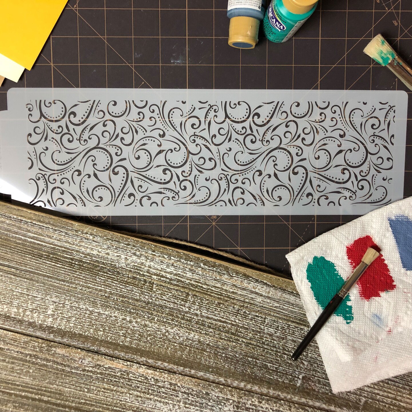 Swirls and Dots All Over Print Cake Stencil Side | C1041 by Designer Stencils | Cake Decorating Tools | Baking Stencils for Royal Icing, Airbrush, Dusting Powder | Reusable Plastic Food Grade Stencil for Cakes | Easy to Use & Clean Cake Stencil