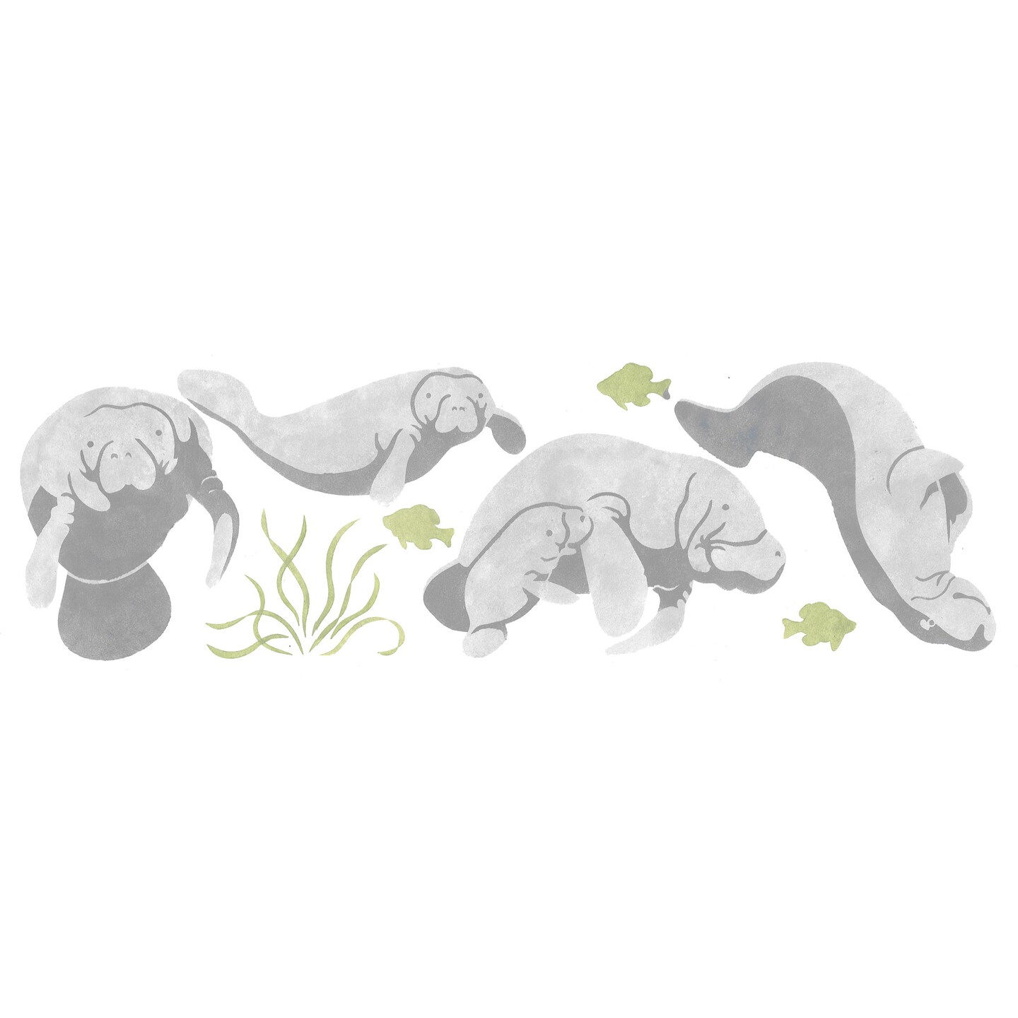 Manatee Wall Stencil | 1800 by Designer Stencils | Animal & Nature Stencils | Reusable Art Craft Stencils for Painting on Walls, Canvas, Wood | Reusable Plastic Paint Stencil for Home Makeover | Easy to Use & Clean Art Stencil