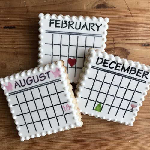 Save the Date Calendar Cookie Stencil Set | C1023 by Designer Stencils | Cookie Decorating Tools | Baking Stencils for Royal Icing, Airbrush, Dusting Powder | Reusable Plastic Food Grade Stencil for Cookies | Easy to Use & Clean Cookie Stencil