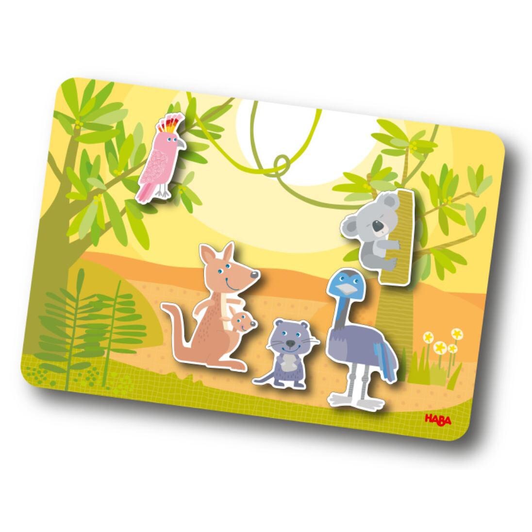 HABA Magnetic Game Box World of Animals in Their Habitats - 62 Magnetic Pieces in Cardboard Carrying Case with 4 Background Scenes
