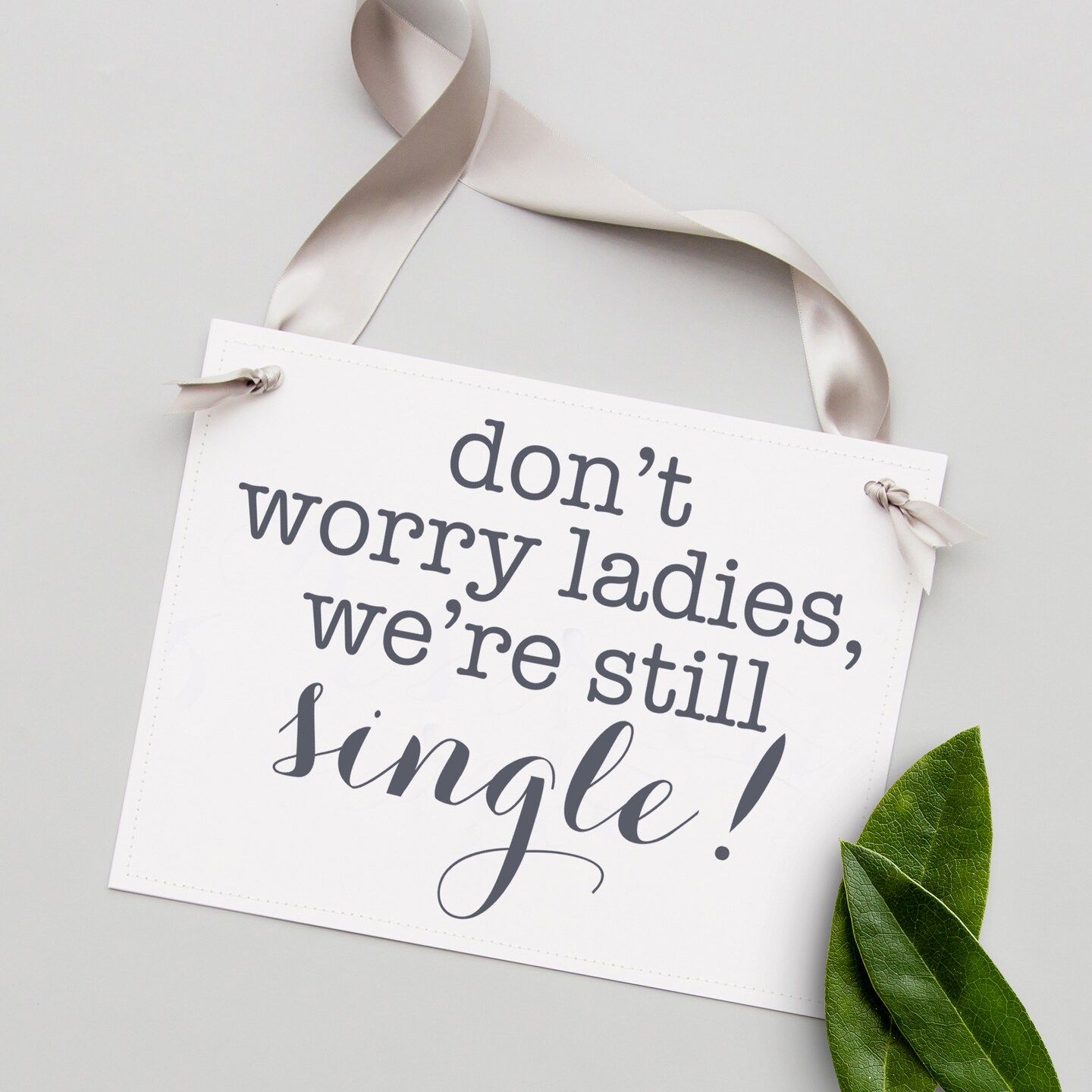 Ritzy Rose 2 Cute Ring Bearer Sign - Slate on 11x8in White Linen Cardstock with Gray Ribbon