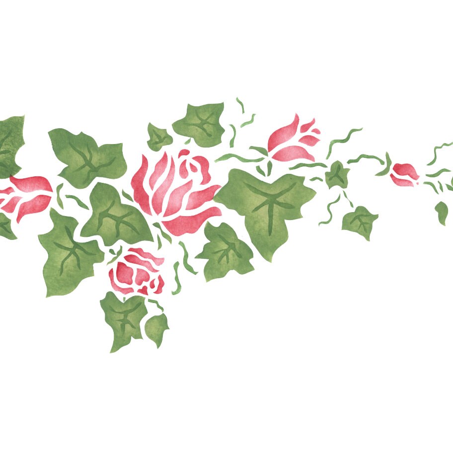 Small Rose Ivy Wall Stencil Border | 040A by Designer Stencils | Floral Stencils | Reusable Art Craft Stencils for Painting on Walls, Canvas, Wood | Reusable Plastic Paint Stencil for Home Makeover | Easy to Use &#x26; Clean Art Stencil