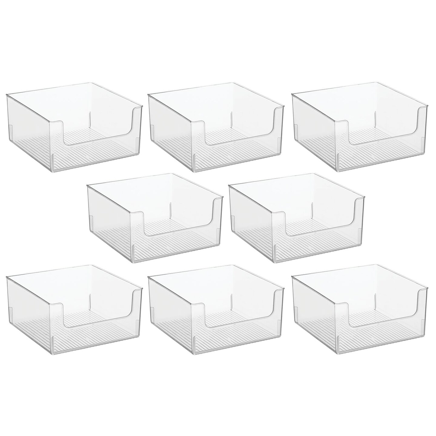 mDesign Office Plastic Storage Organizer Bin with Open Dip Front, 8 Pack, Clear