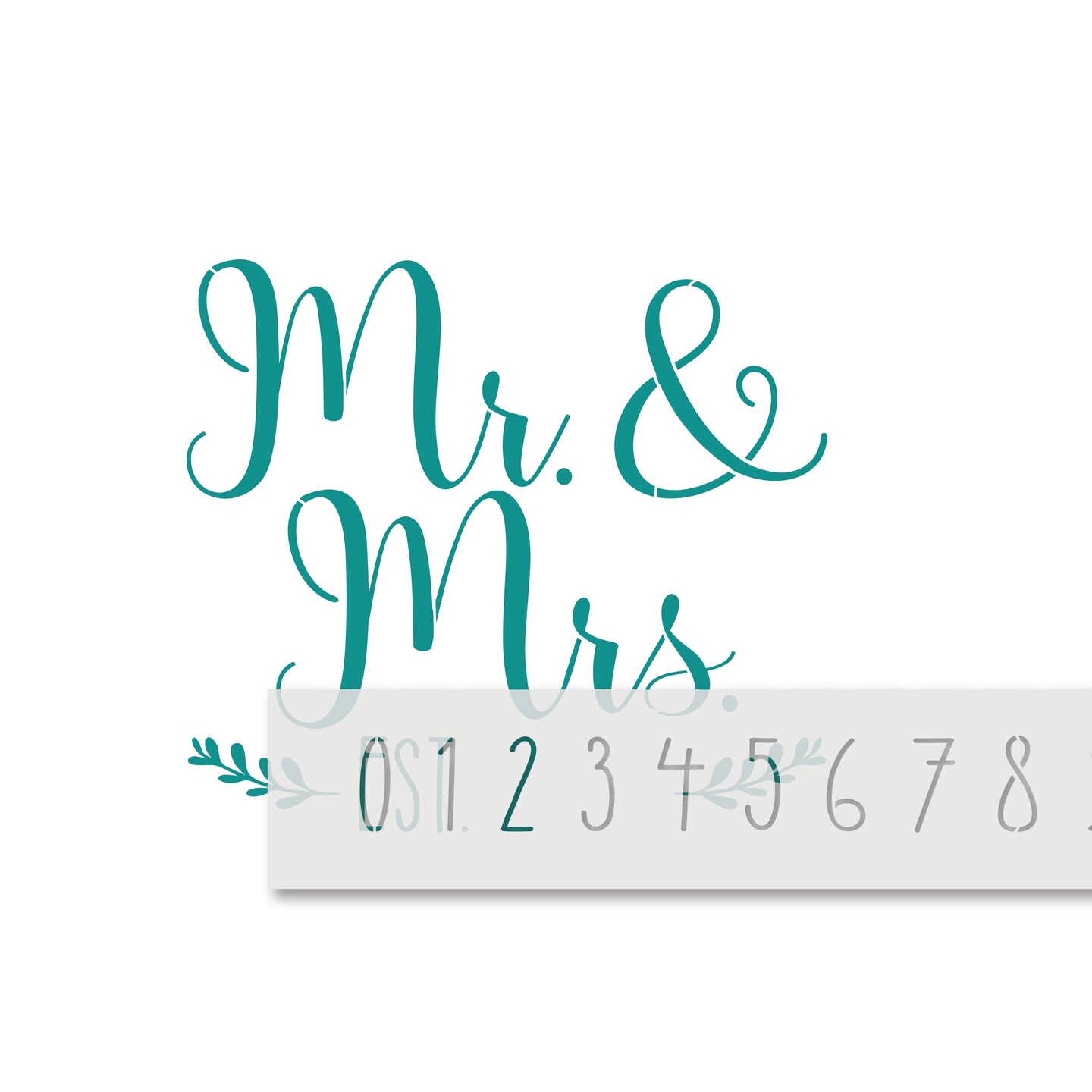 Mr & Mrs with Est. Date Embossing 12 x 12 Stencil | FS100 by Designer Stencils | Word & Phrase Stencils |