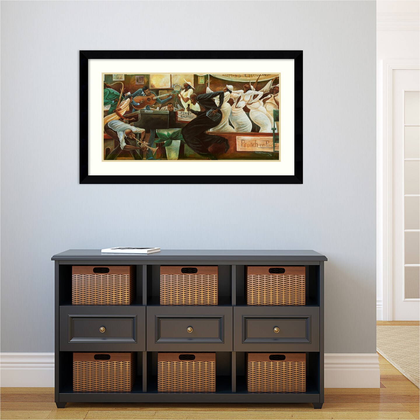 Preach on Preacher by Frank Morrison Wood Framed Wall Art Print 43 in. W x 26 in. H
