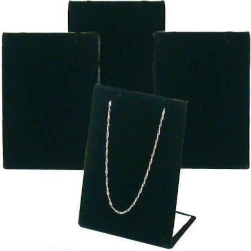 4 Black Velvet Pendant Chain Necklace Display Stand 2&#x22; x 3&#x22;