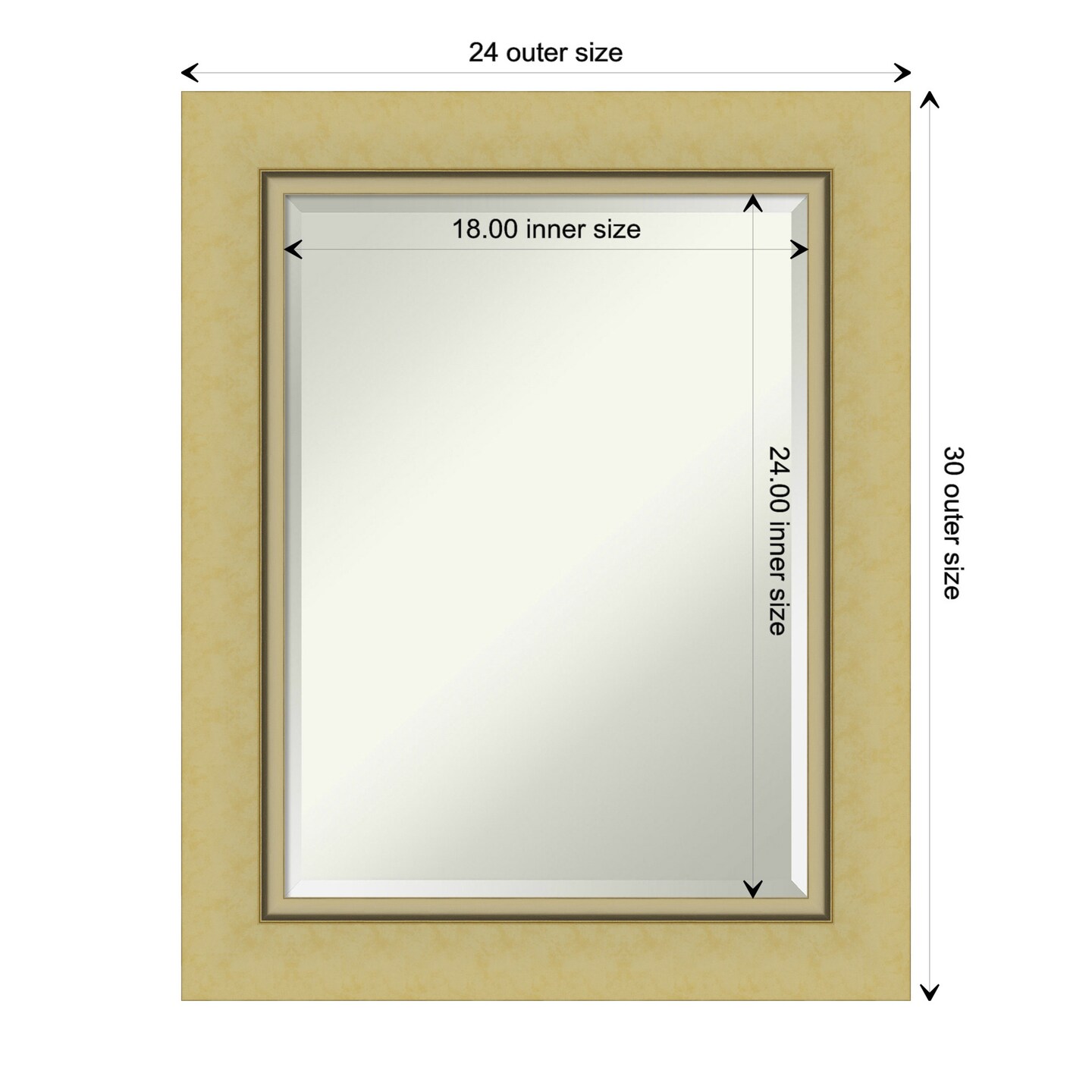 Beveled Bathroom Wall Mirror, Landon Gold Frame