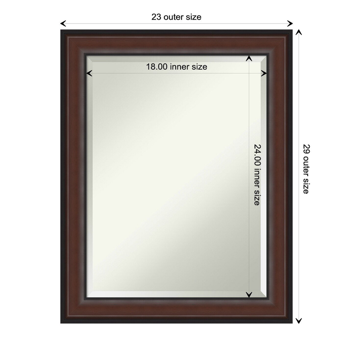 Beveled Bathroom Wall Mirror, Harvard Walnut Frame