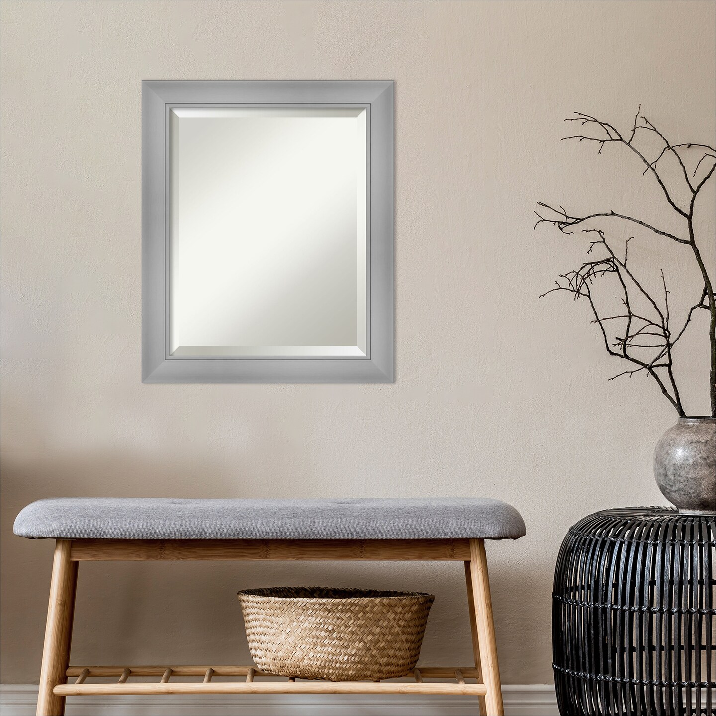 Beveled Bathroom Wall Mirror, Flair Frame