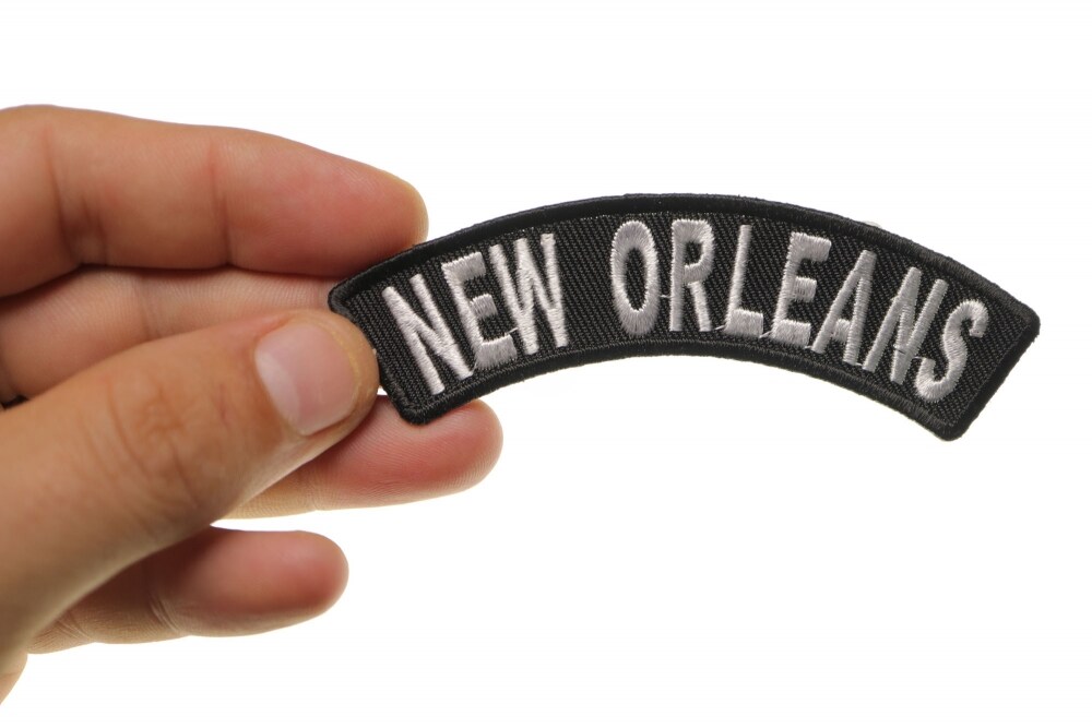 Patch, Small Embroidered Rocker (Iron-On or Sew-On), New Orleans Louisiana City Patch, 4" x 1" Arch