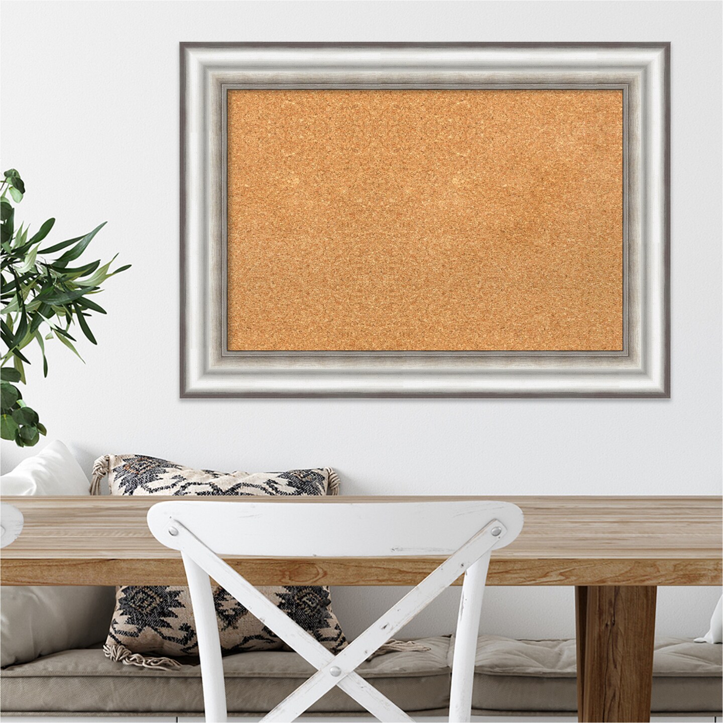Cork Board, Salon Silver Frame - Bulletin Board, Organization Board, Pin Board