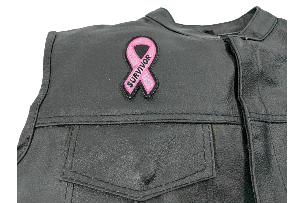 Patch, Embroidered Patch (Iron-On or Sew-On), Breast Cancer Survivor Pink  Ribbon, 1.5 x 3.25