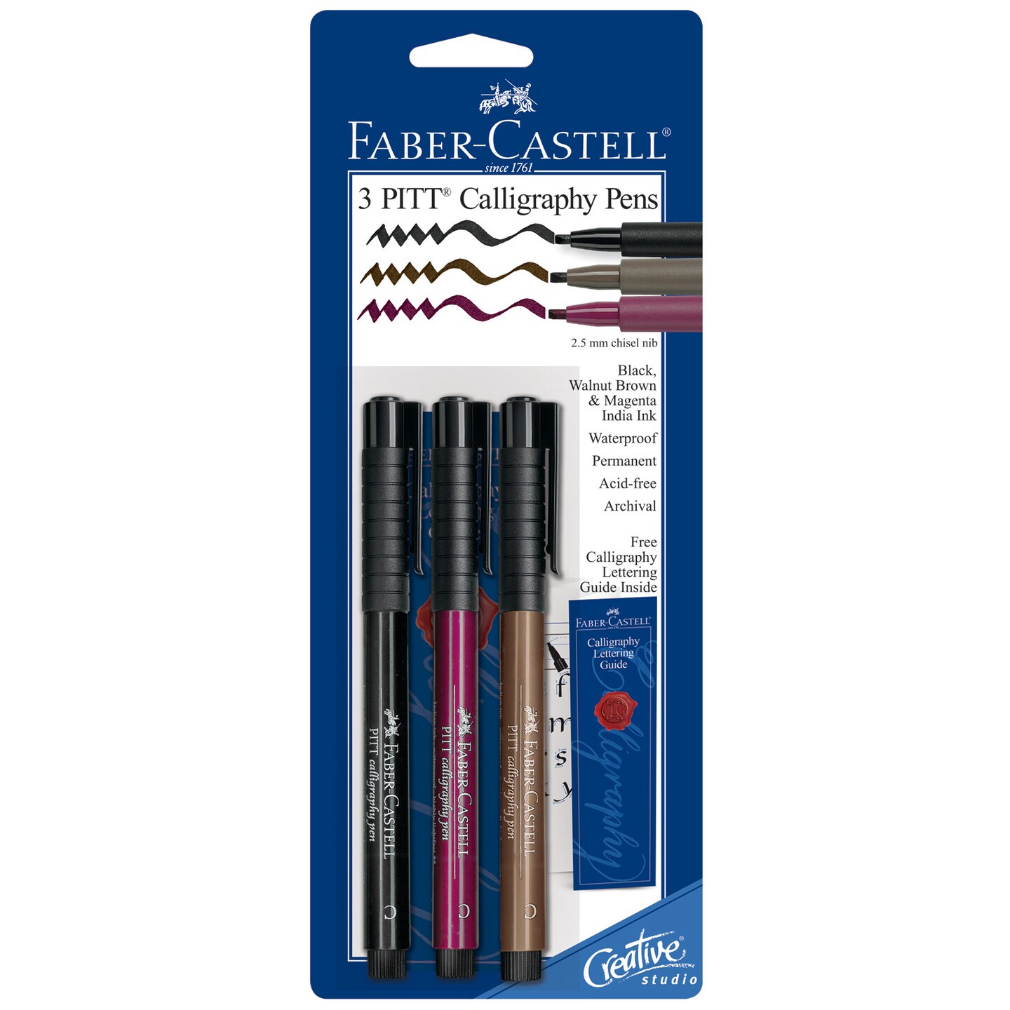 Faber-Castell PITT Calligraphy Pen Set, Black, Sepia & Cranberry ...