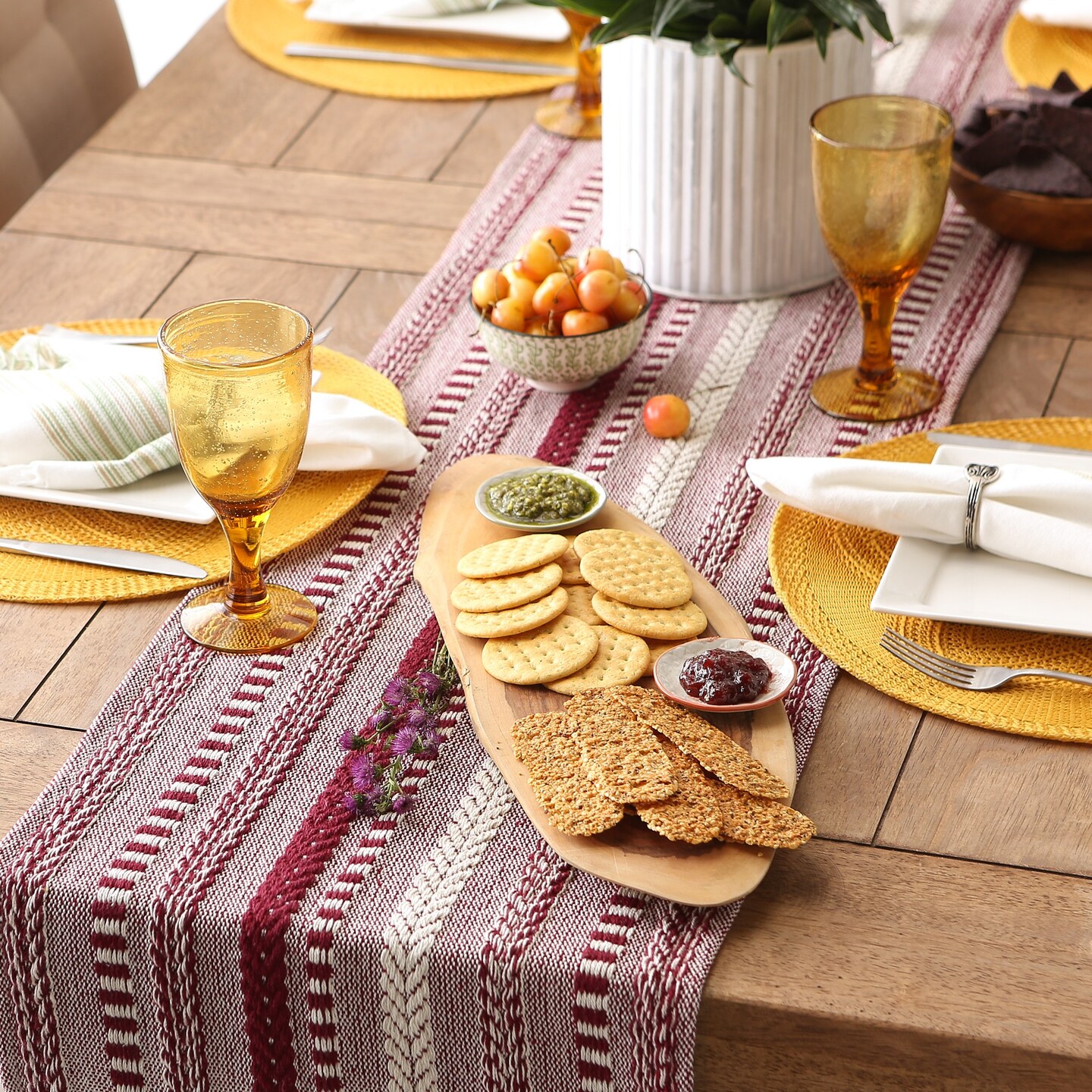 DII Wine Braided Stripe Table Runner 15x72 Michaels