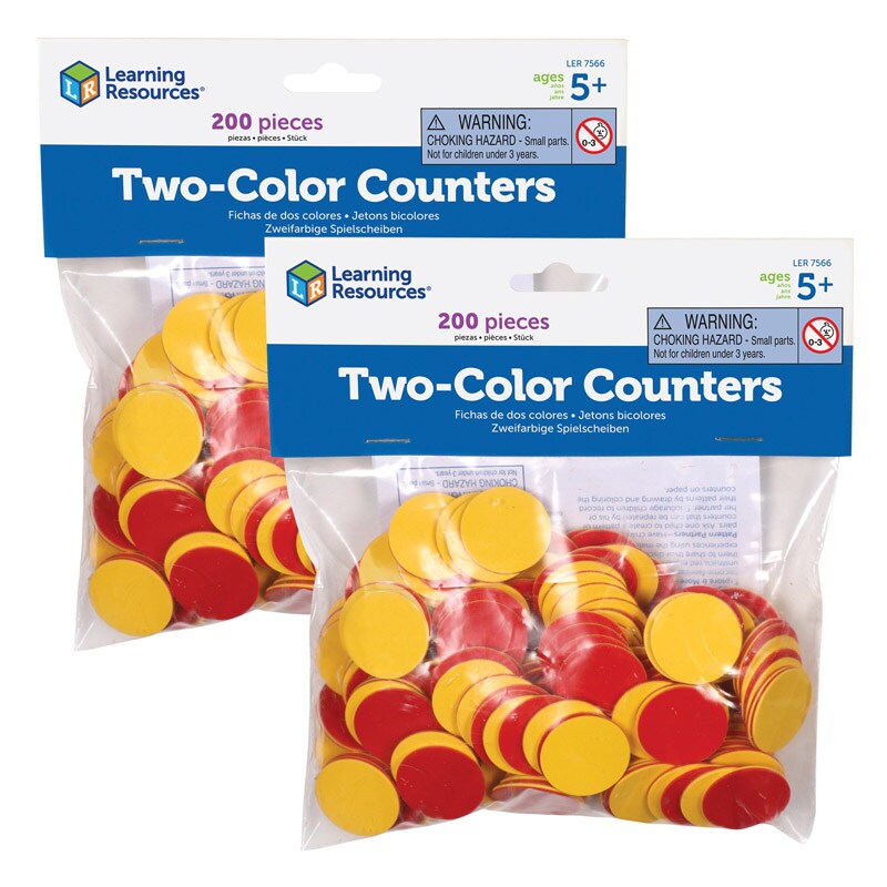 TwoColor Counters, Red and Yellow, 200 Per Pack, 2 Packs Stencils