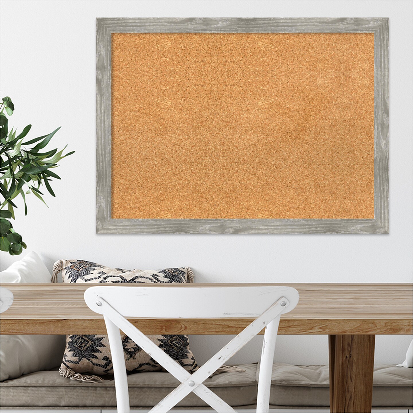 Cork Board, Dove Greywash Square Frame - Bulletin Board, Organization Board, Pin Board