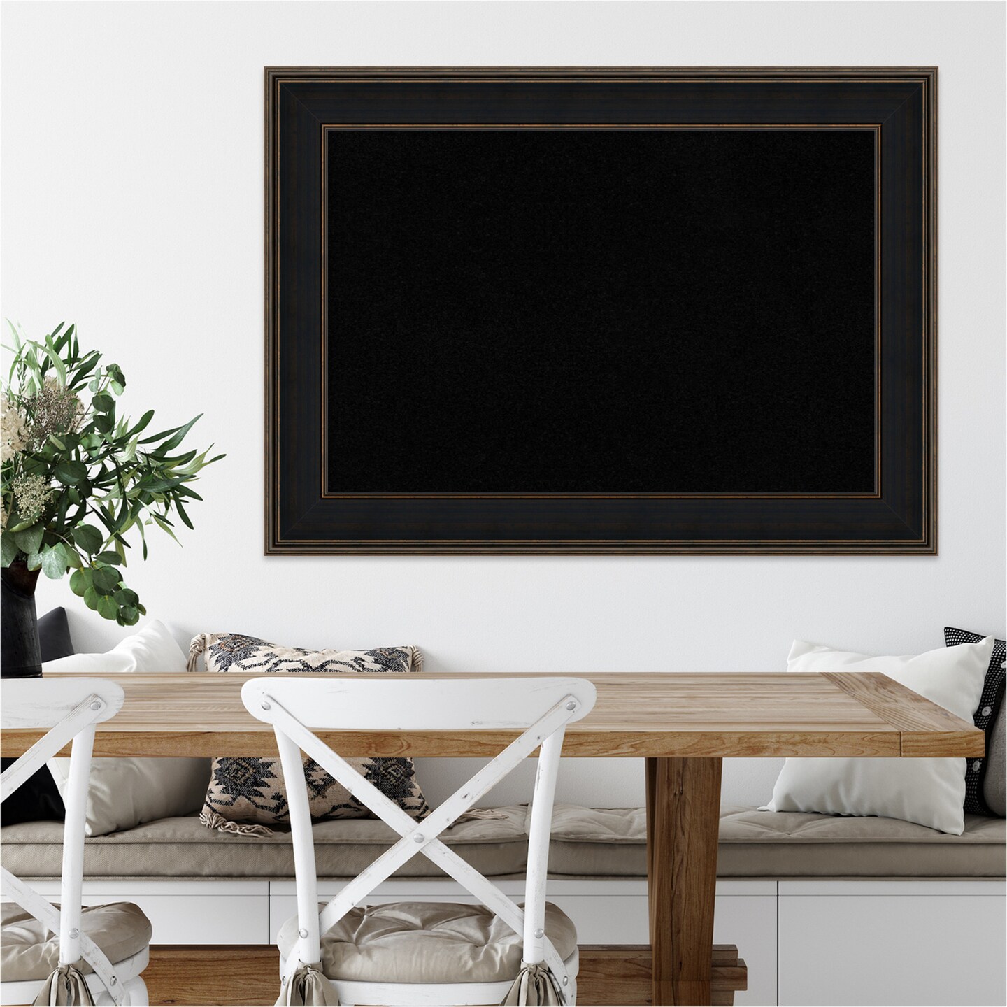 Black Cork Board (44 in. x 32 in.), Mezzanine Espresso Wood Frame - Bulletin Board, Organization Board, Pin Board