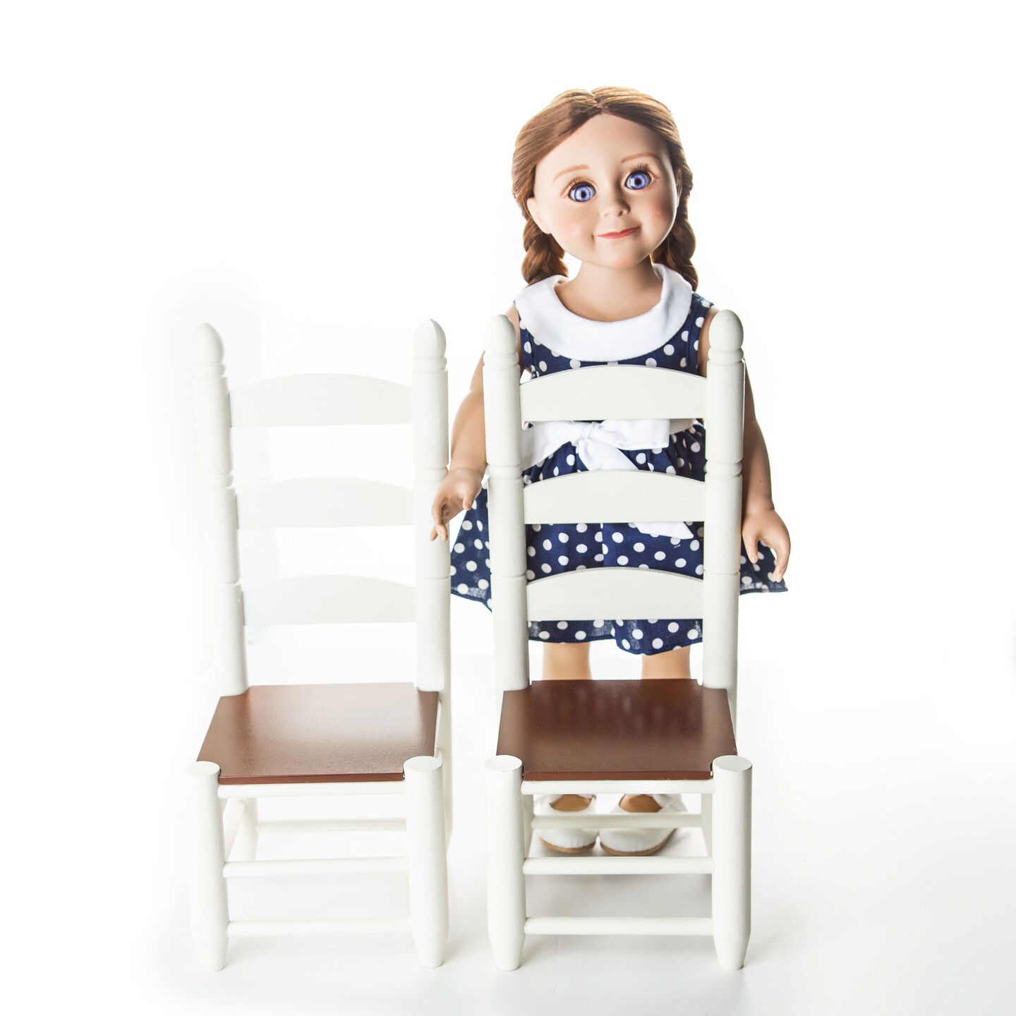 The Queen's Treasures 18 Inch Doll Furniture, Farmhouse Collection Fully Assembled Set Of Two Ladderback Chairs, Compatible with American Girl Kitchen