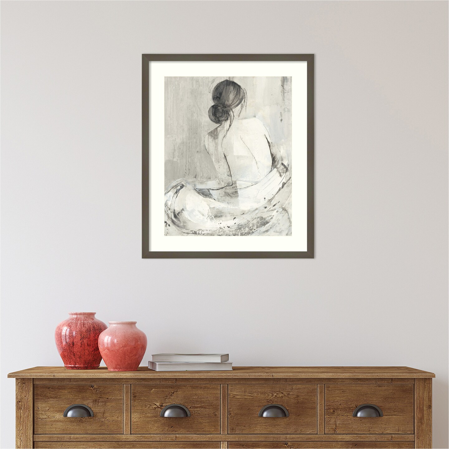 Evening I Neutral (Woman) by Albena Hristova Wood Framed Wall Art Print