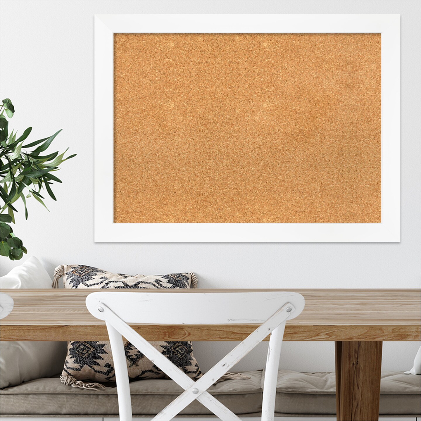 Cork Board, Cabinet White Narrow Frame - Bulletin Board, Organization Board, Pin Board