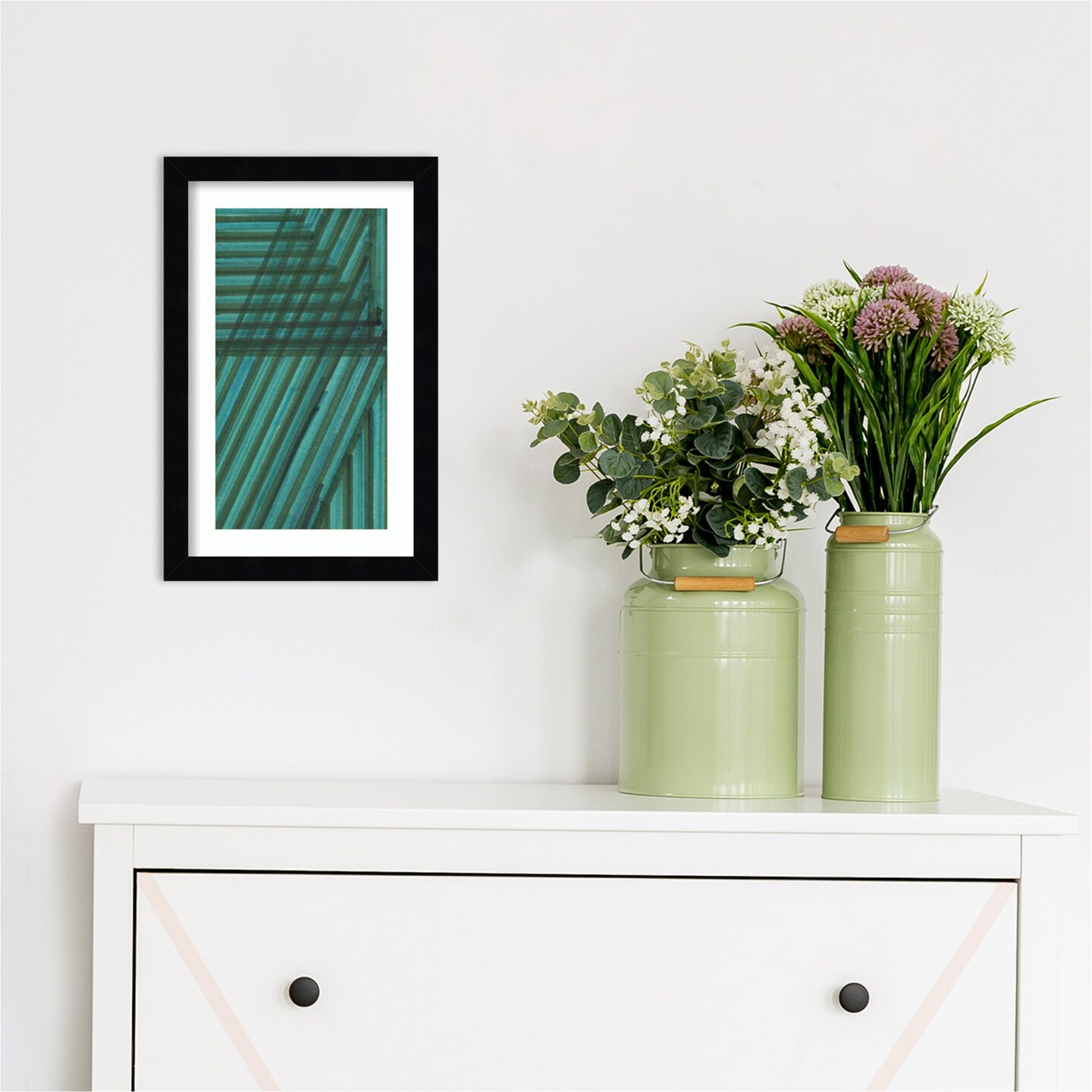Line Study Blue by Charles McMullen Wood Framed Wall Art Print