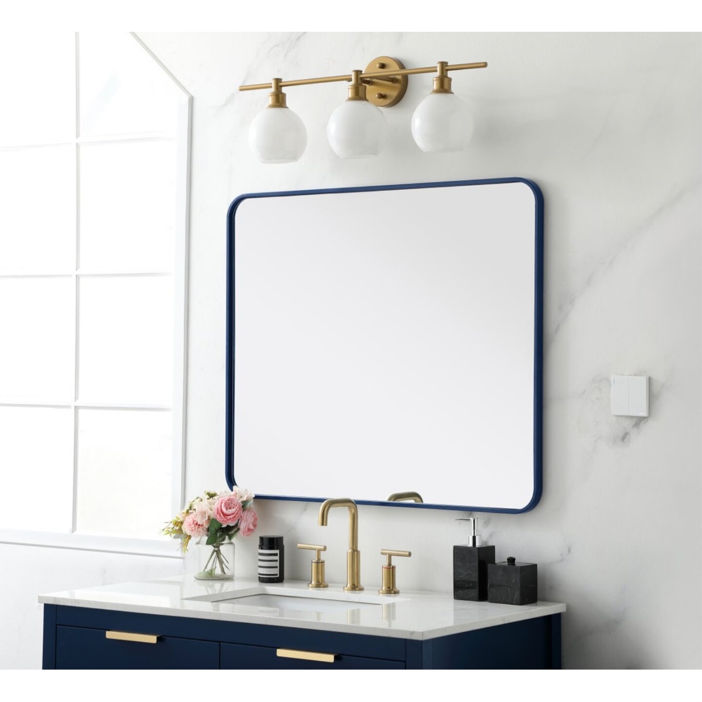 Soft corner metal rectangular mirror 30x36 inch in Blue Mirrors Michaels
