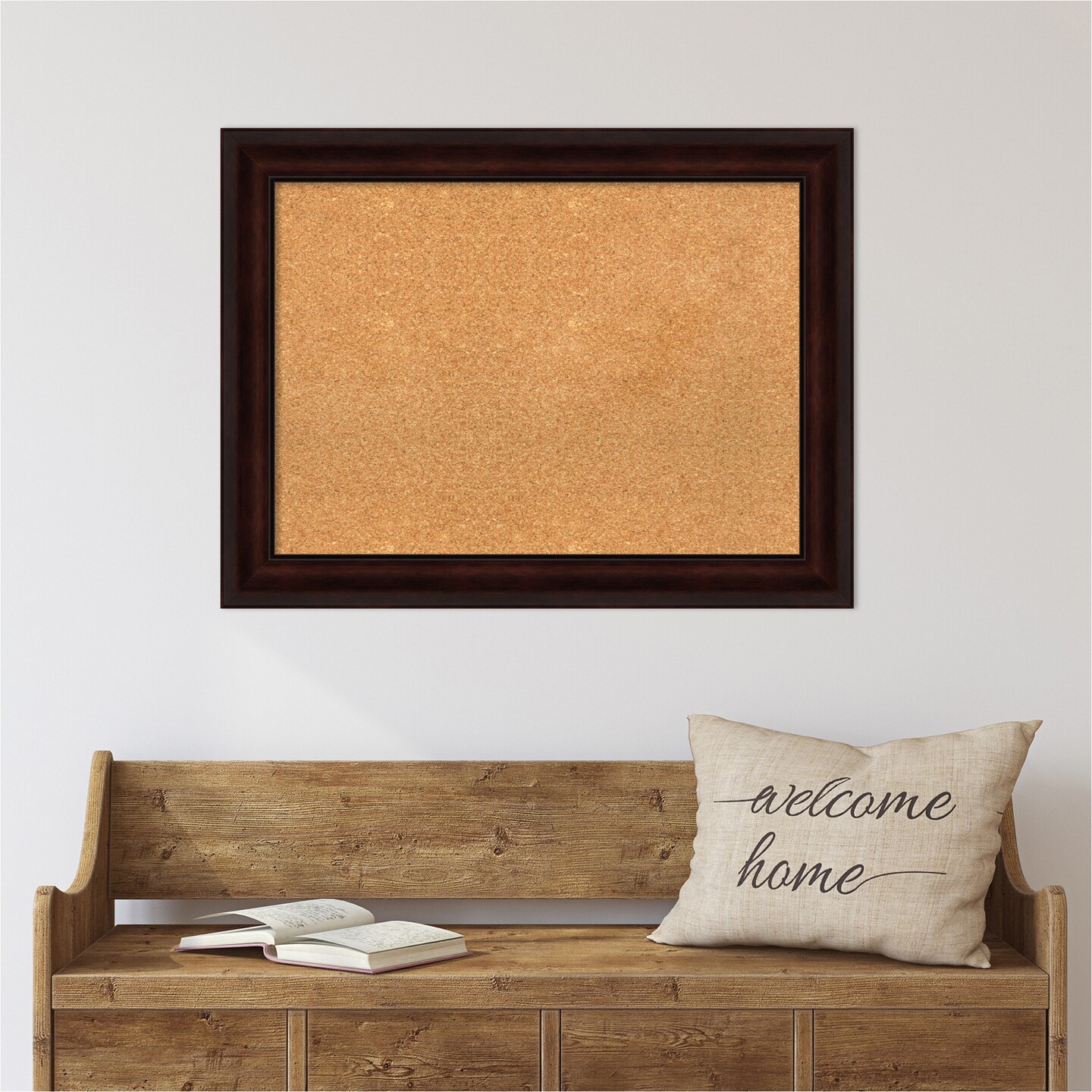 Cork Board, Coffee Bean Brown Frame - Bulletin Board, Organization Board, Pin Board