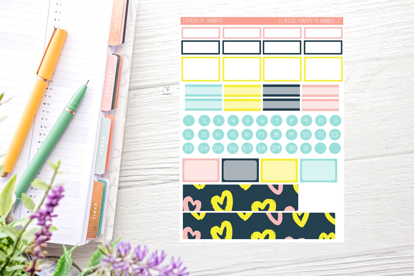 Abstract Paint Planner Sticker Kit (for 7x9 vertical planners)