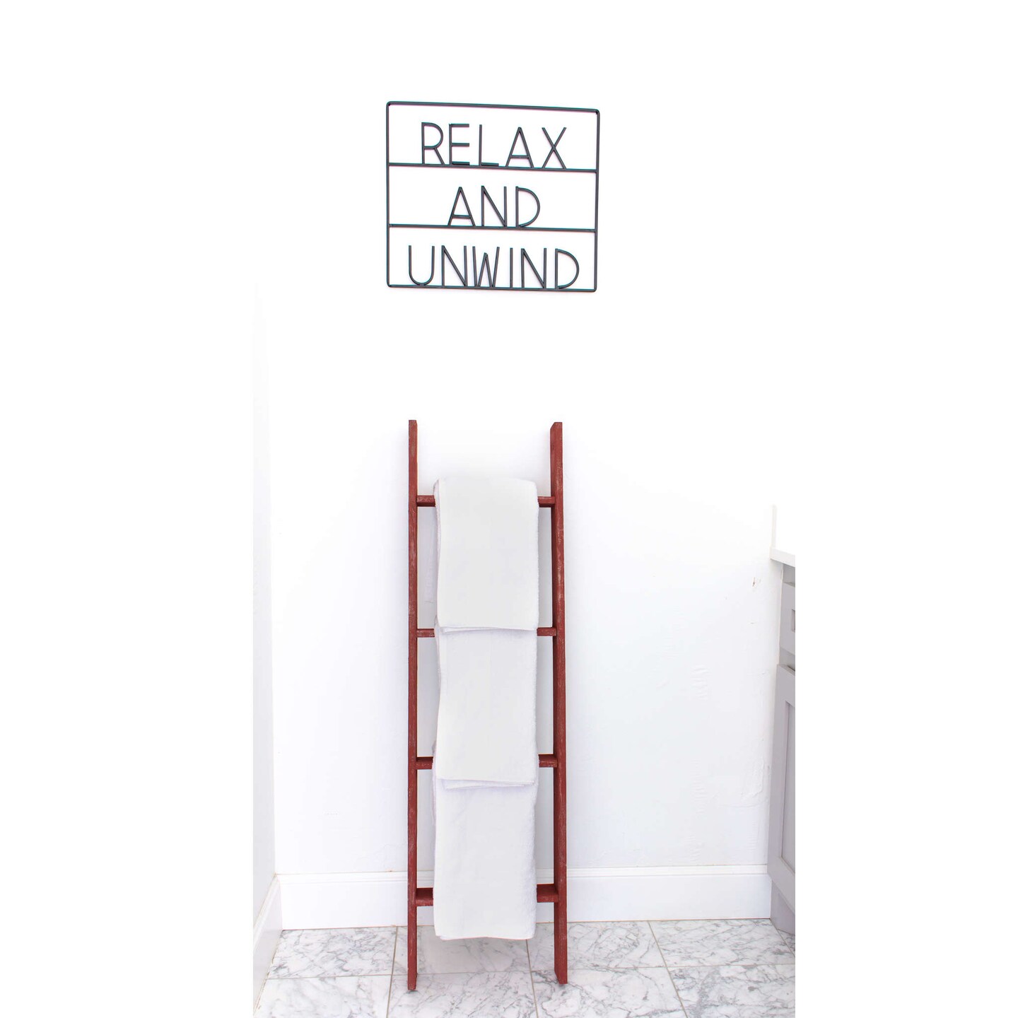 Rustic Farmhouse 4ft Reclaimed Wood Decorative Bookcase Picket Ladder