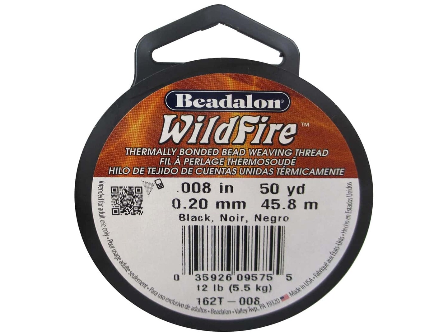 Beadalon Wildfire Bead Thread .20 mm Black 50 yd.