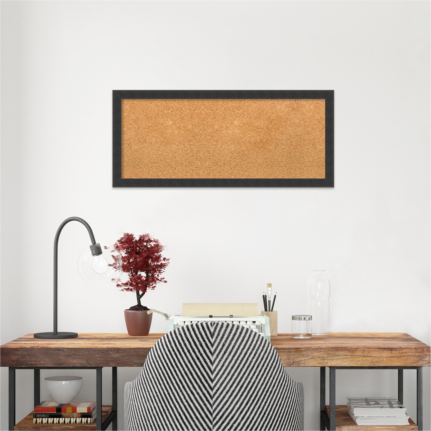 Cork Board, Mezzanotte Black Wood Frame - Bulletin Board, Organization Board, Pin Board