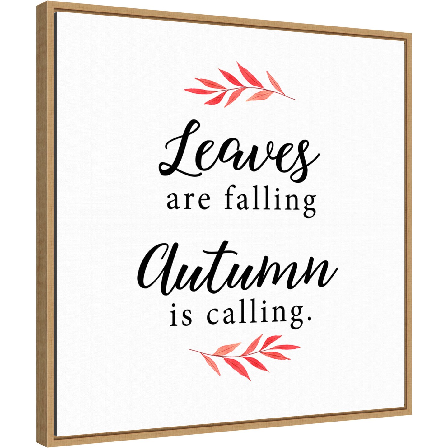 Autumn Is Calling Leaves by Amanti Art Portfolio 22-in. W x 22-in. H. Canvas Wall Art Print Framed in Natural