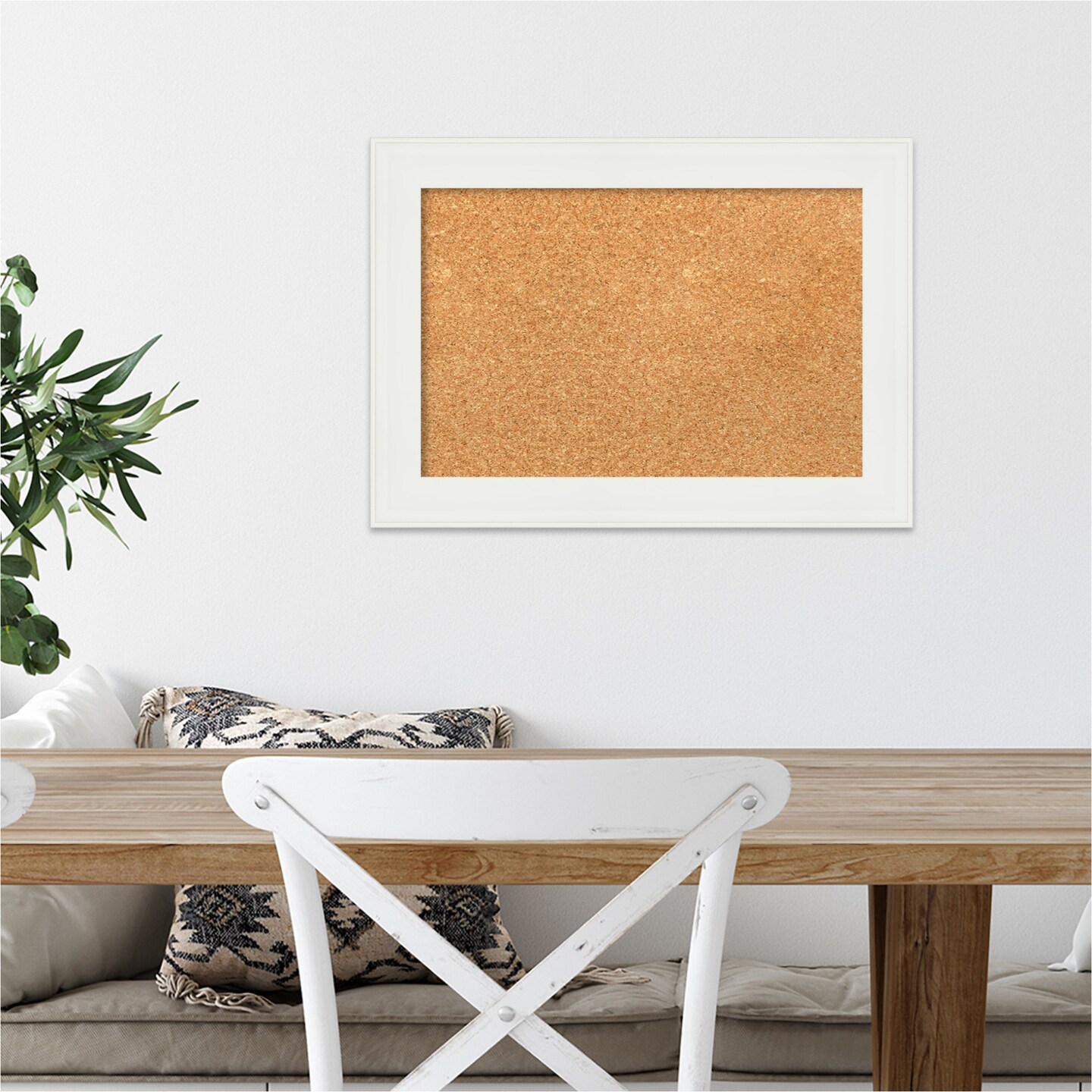 Cork Board, Vanity White Narrow Frame - Bulletin Board, Organization Board, Pin Board