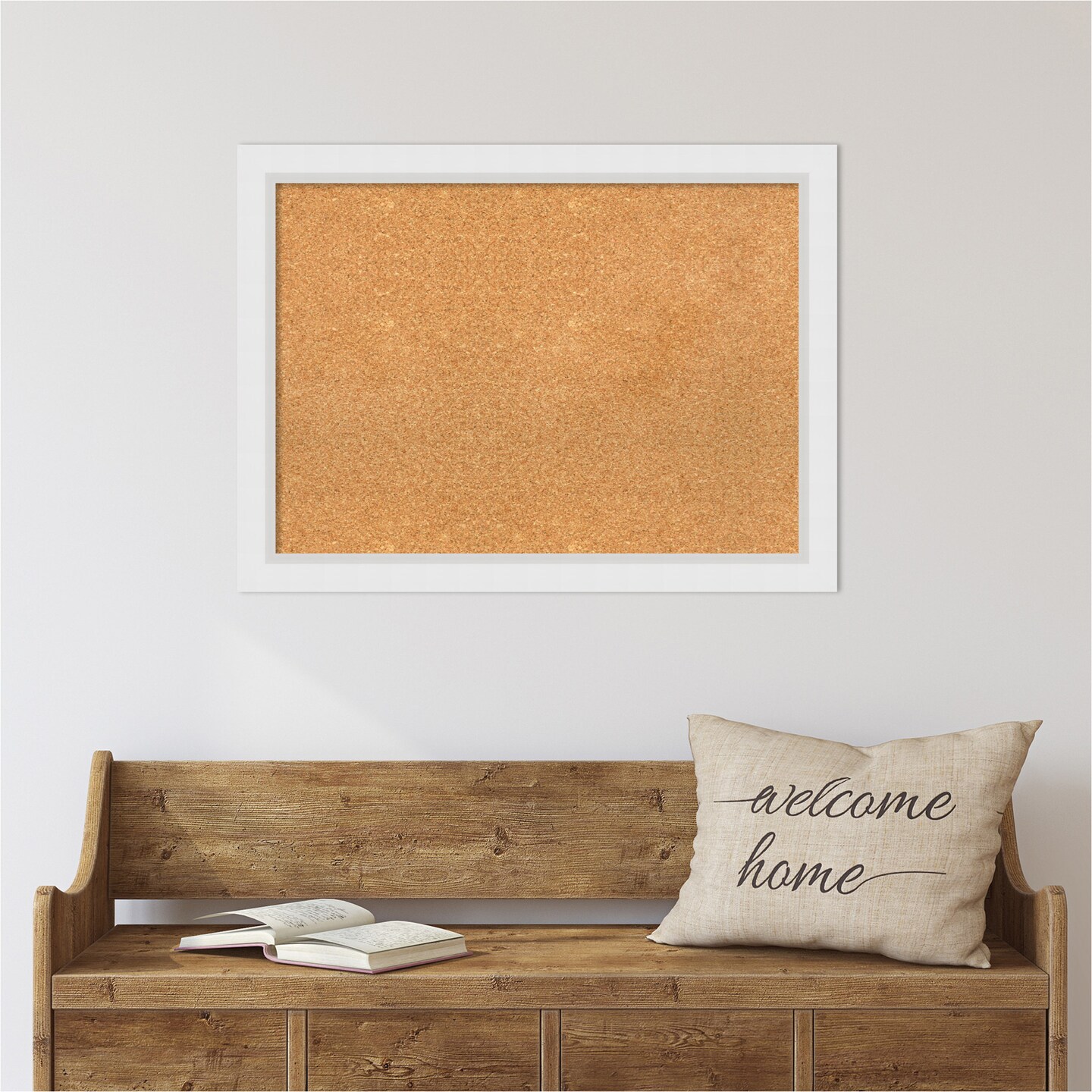 Cork Board, Blanco White Wood Frame - Bulletin Board, Organization Board, Pin Board