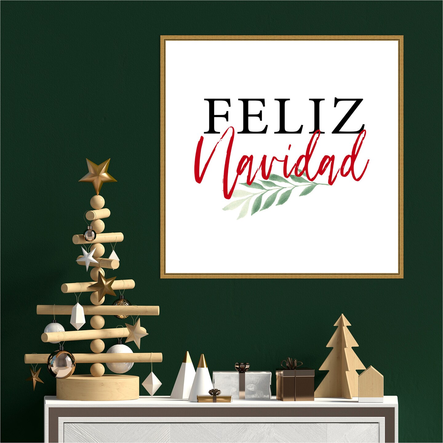 Feliz Navidad Script by Amanti Art Portfolio Canvas Wall Art Print ...