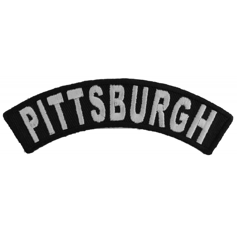 Patch, Small Embroidered Rocker (Iron-On or Sew-On), Pittsburgh Pennsylvania City Patch, 4&#x22; x 1&#x22; Arch