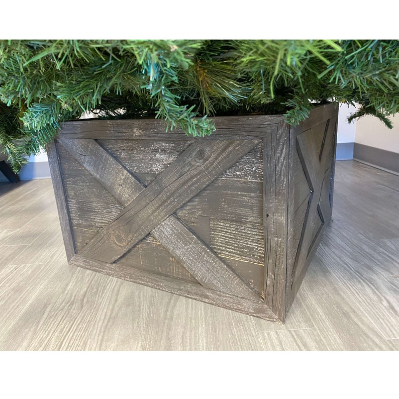Rustic Farmhouse Large Deluxe 27" Reclaimed Wooden Christmas Tree Box Collar