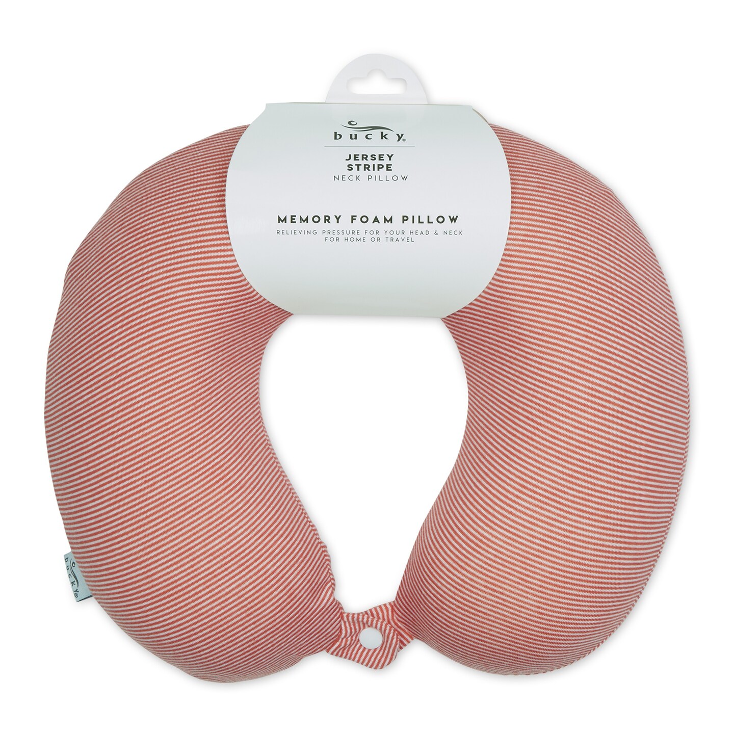 Bucky Jersey Stripe - Memory Foam Neck Pillow - Pink Stripe