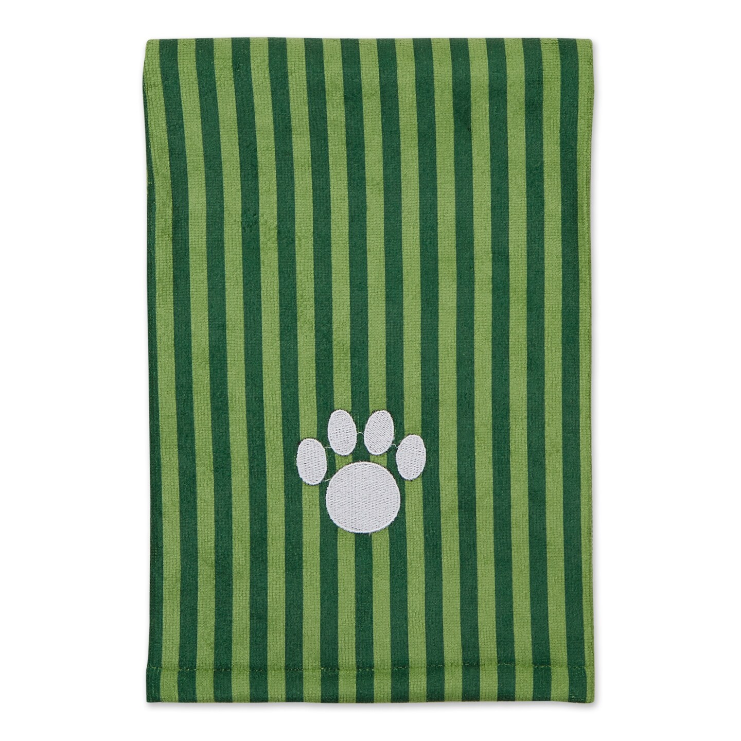 DII Hunter Green Stripe Embroidered Paw Pet Towel Kitchen Towels