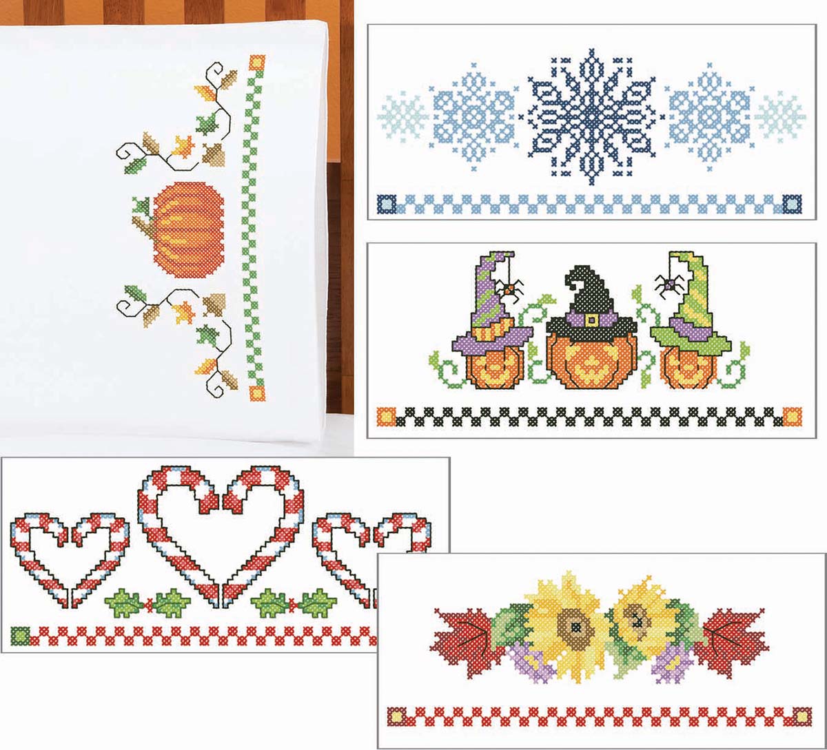 Herrschners Holiday Pillowcase Collection Stamped CrossStitch Cross Stitch Michaels