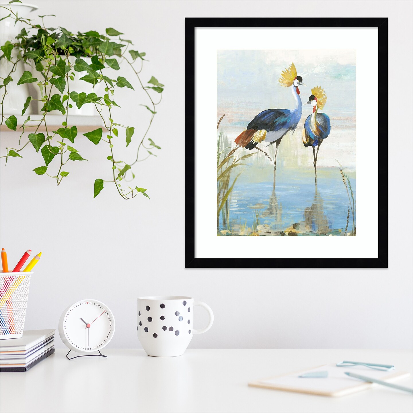 Heron Pairing by Aimee Wilson Wood Framed Wall Art Print | Framed Art ...