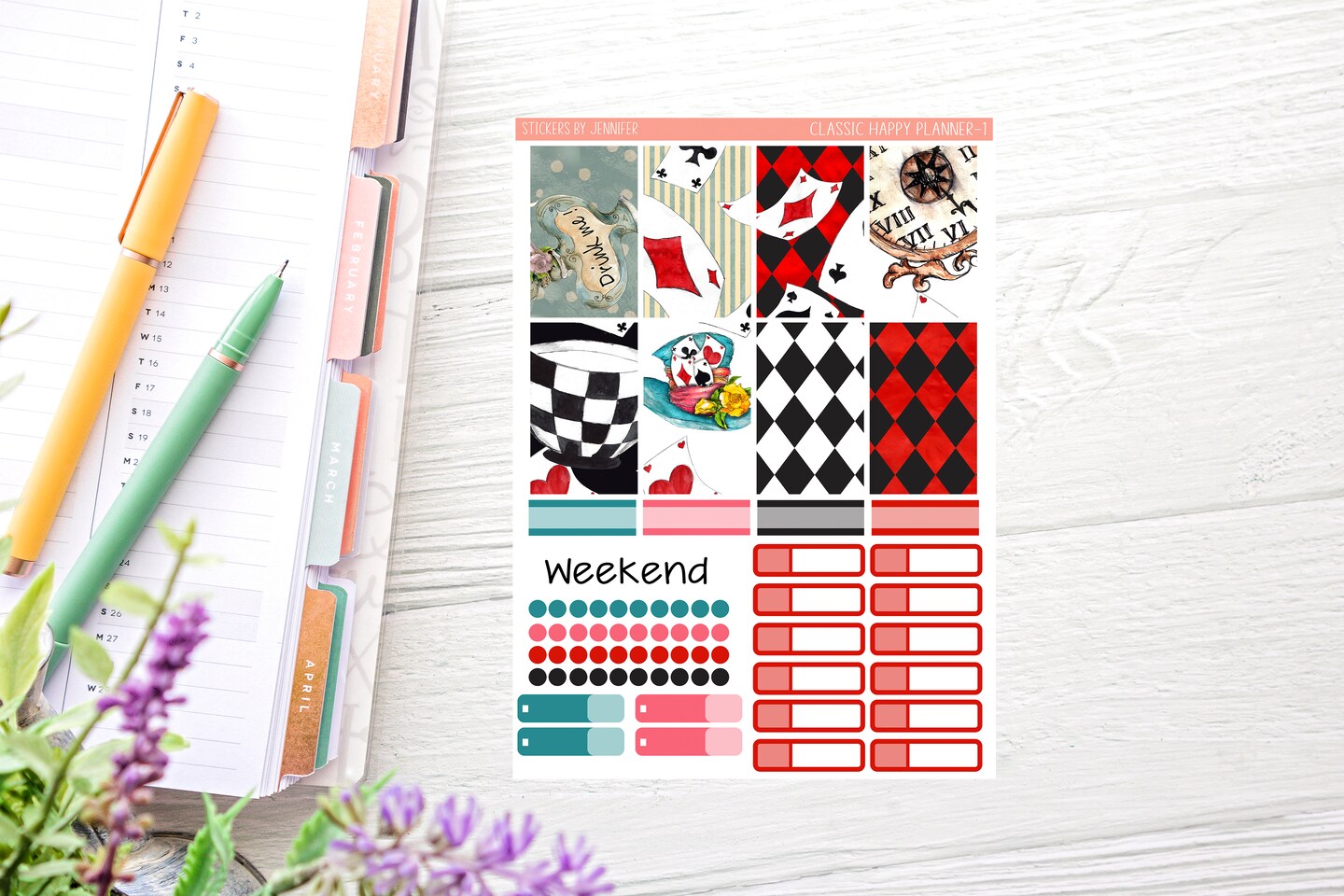 Alice In Wonderland Planner Sticker Kit (for 7x9 vertical planners)