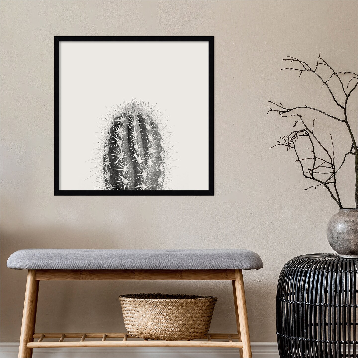 Haze Cactus Succulent Tall by The Creative Bunch Studio Wood Framed Wall Art Print