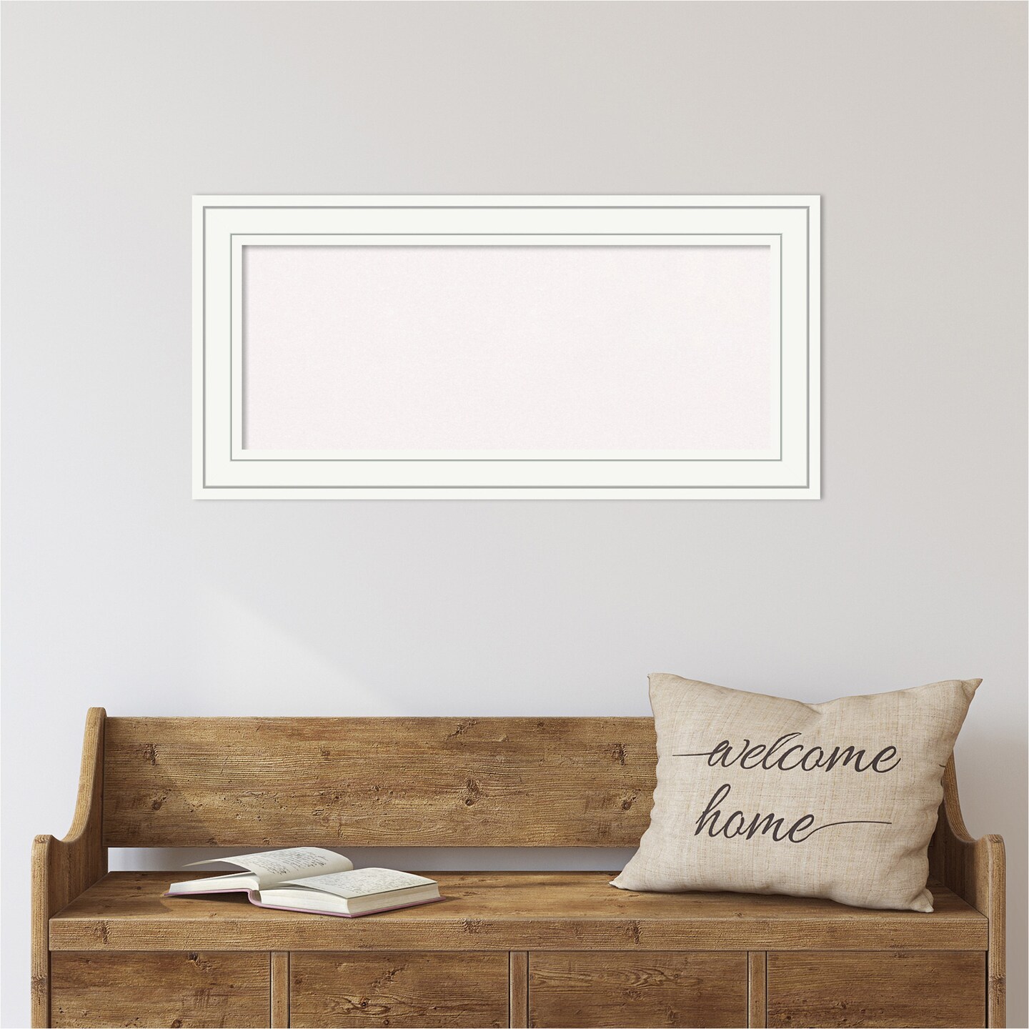 Cork Board, Craftsman White Wood Frame - Bulletin Board, Organization Board, Pin Board