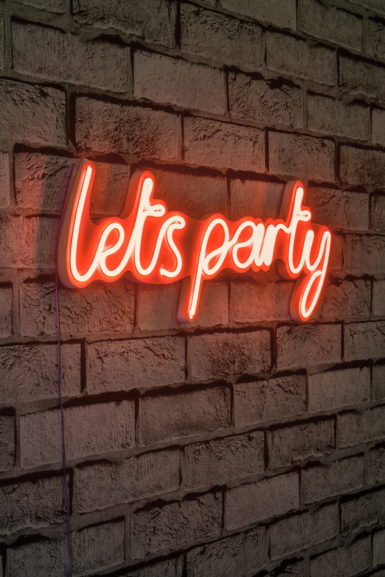 20.1&#x22; Novelty Lets Party Led Neon Sign Wall D&#xE9;cor