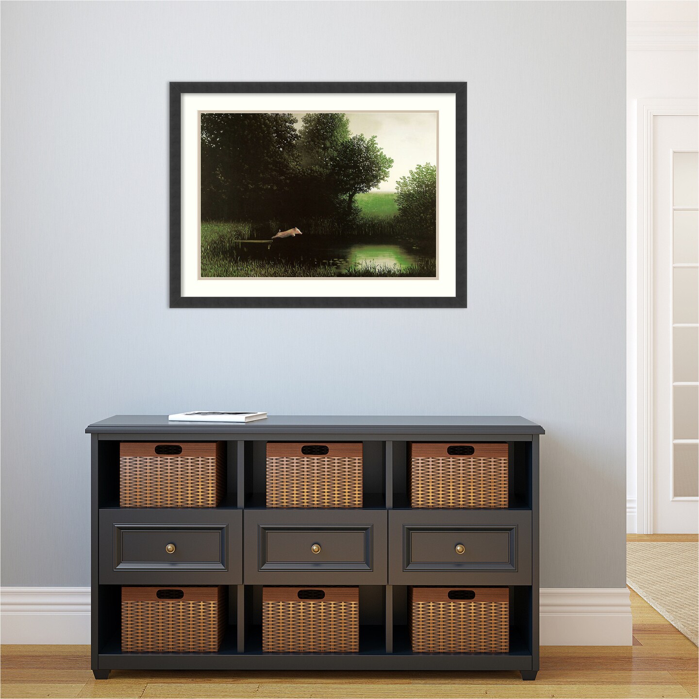 Diving Pig by Michael Sowa Wood Framed Wall Art Print