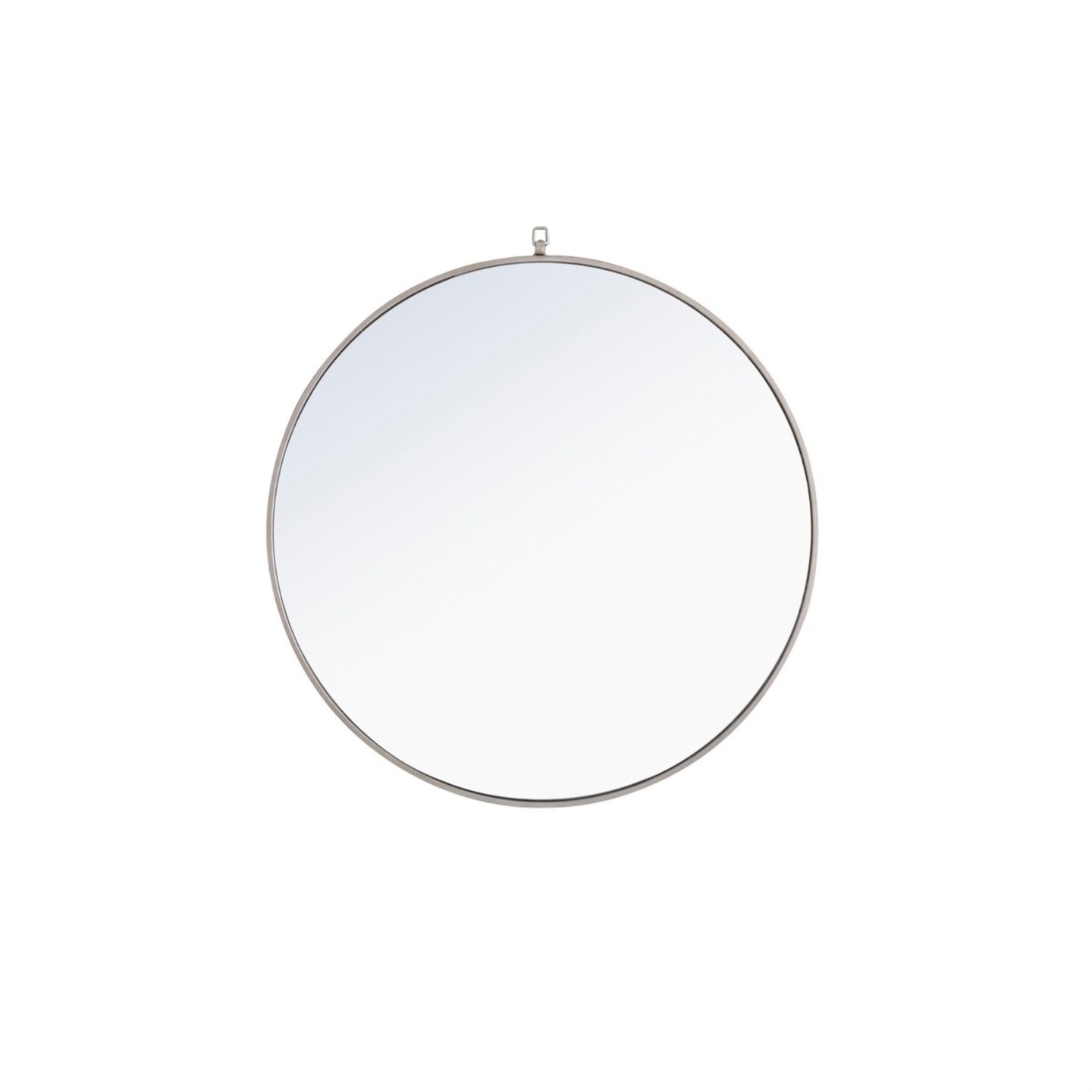 Metal frame Round Mirror with decorative hook 36 inch Silver finish