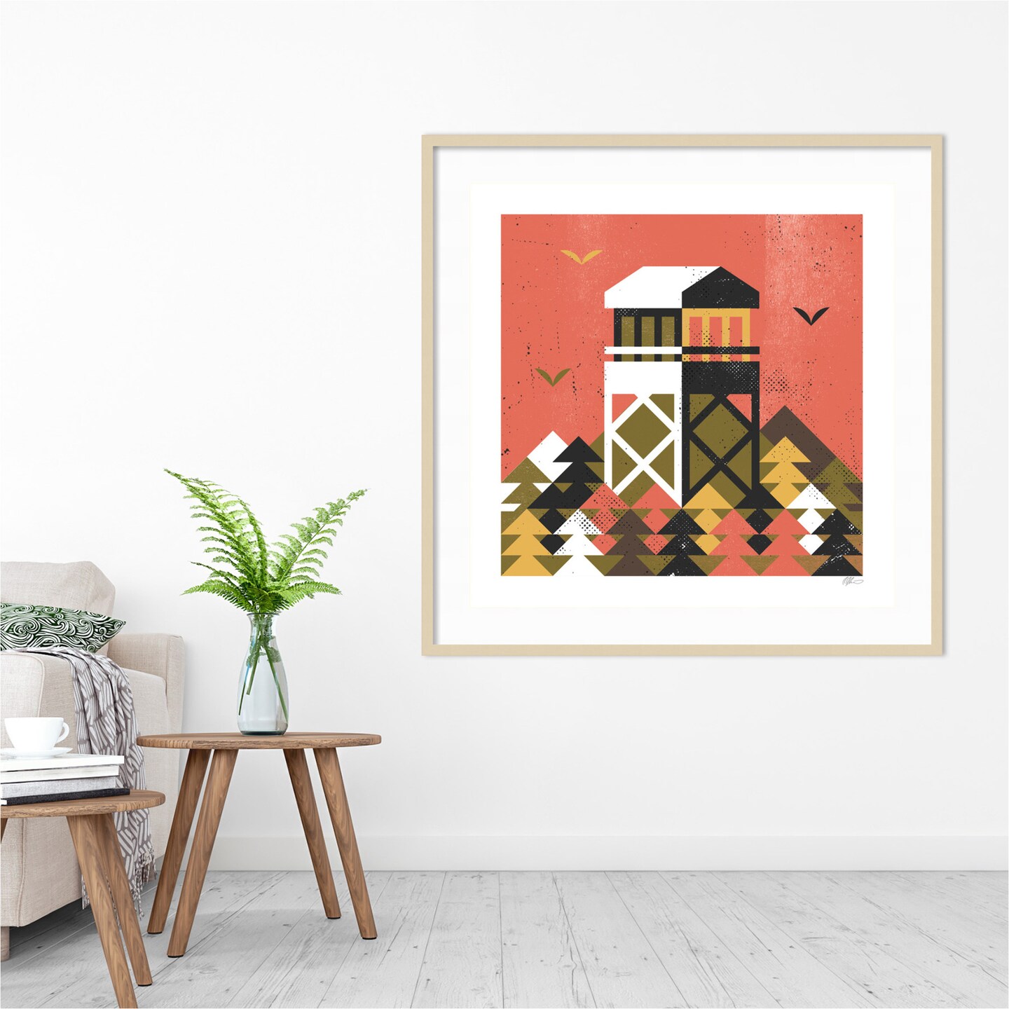 Forest Firewatch by Robert John Paterson Wood Framed Wall Art Print 41 in. W x 41 in. H