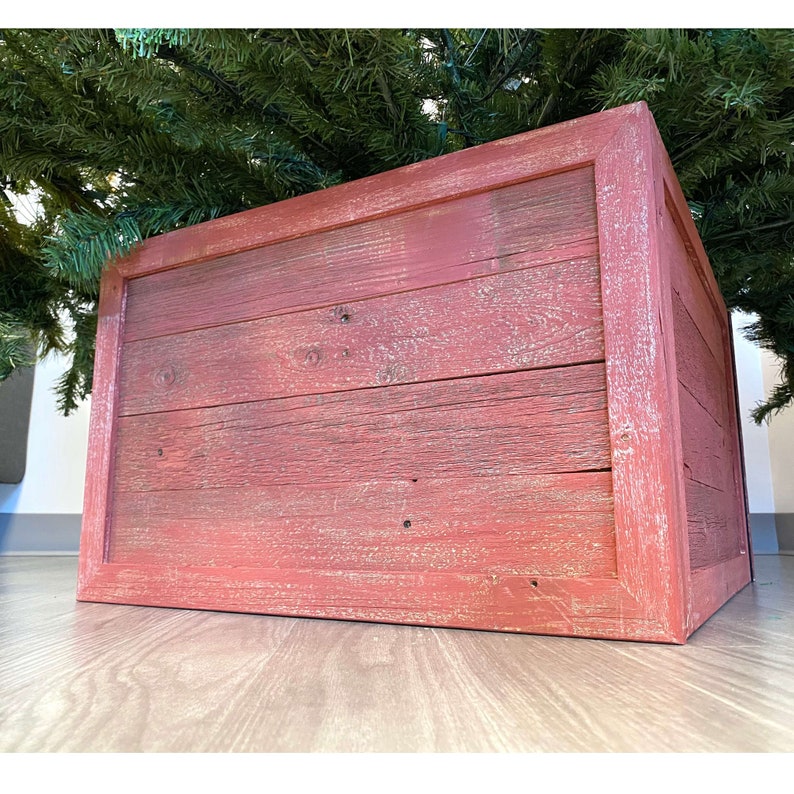 Rustic Farmhouse Small 17&#x22; Reclaimed Wooden Christmas Tree Box Collar