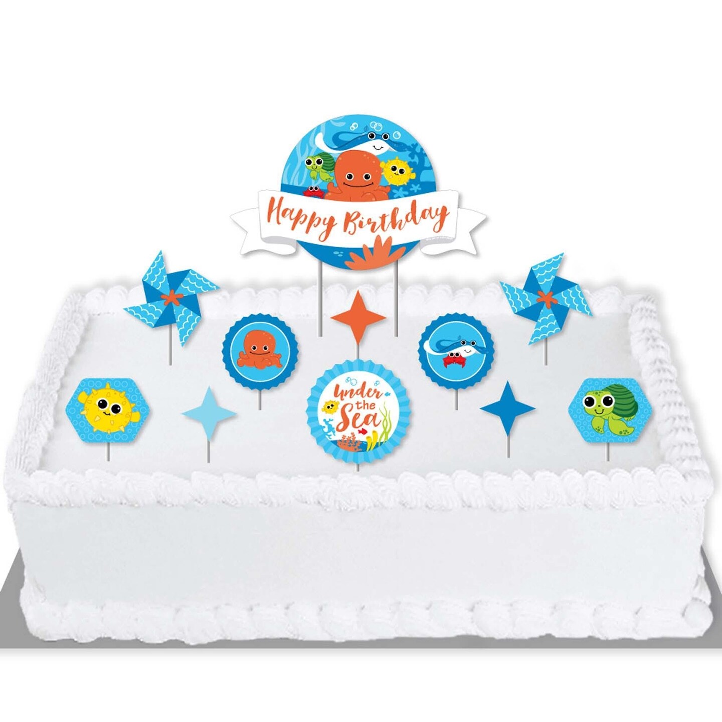 Big Dot of Happiness Under the Sea Critters Birthday Party Cake Decorating Kit Happy